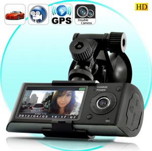 2-Kamery / Rejestratory Samochodowe HD w Jednym (przód i tył) + Ekran LCD 2,7 + GPS +...