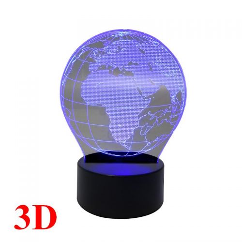 Designerska Lampka Nocna Hologram 3D - Kula Ziemska / Globus (3 kolory światła).