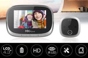 Profesjonalna Kamera HD Ukryta w Wizjerze do Drzwi + Ekran 4,3" + Zapis + Detekcja Ruchu + Diody IR.