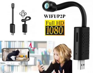 Szpiegowska Mini Kamera FULL HD (w giętkim kablu USB) WiFi/P2P (cały świat!) + Powiadomienia/Zapis..