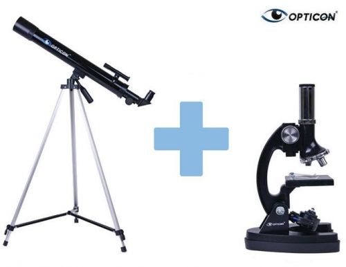 Zestaw Edukacyjny OPTICON: Teleskop Astronomiczny + Mikroskop + DVD + Mapy/Plakaty + Książka...