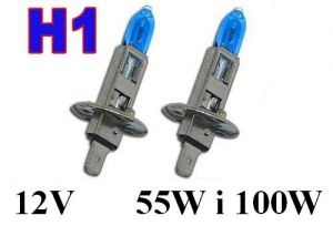 Żarówki (2szt.) Samochodowe H1 (12V) Xenon H.I.D. Blue Vision (moc 55W i 100W) - Homologowane.