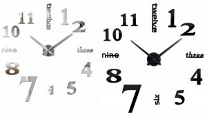 Duży Zegar Ścienny (regulowana średnica od 65-150cm!), Efekt 3D, Naklejany (w 2 kolorach do wyboru).
