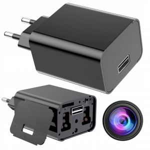 Ładowarka USB z Ukrytą Mikro Kamerą FHD, Zasilacz Nagrywający Obraz i Dźwięk, Dz.-Nocna, Praca 24H.