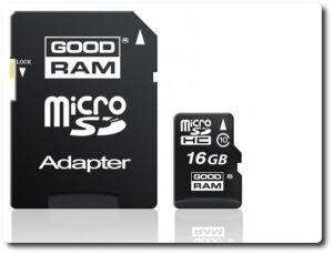 Mikro-Karta Pamięci/Zapisu Flash SD/HC 16GB + Adapter SD.