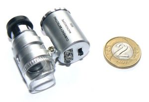 Kieszonkowy Mikroskop/Lupa (powiększenie 60x!!) + Podświetlenie + Ultrafiolet + Pokrowiec.