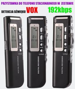 Rejestrator Dźwięku / Dyktafon (8GB) + Zapis Rozmów Tel. + Współpraca z PC + VOX (czarny i różowy).