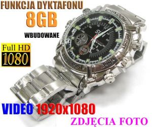 Szpiegowski Zegarek FULL HD na Rękę (8GB), Nagrywający Obraz/Dźwięk + Dyktafon + 4x Diody IR.
