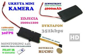 Mikro-Kamera HD do Ukrycia/Zabudowy, Nagrywająca Obraz i Dźwięk (7-dni Pracy!) + Detekcja Ruchu +...