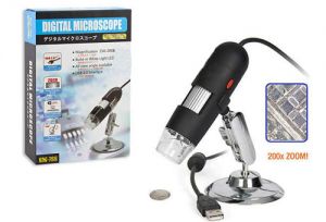 Mikroskop Cyfrowy USB (podłączany do komputera) o Powiększeniu 25-200x + Doświetlenie LED.