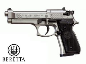 Profesjonalna Wiatrówka - Beretta 92FS Nikiel Full Metal na Śruty Diabolo 4,5mm (napęd Co2/12g.).