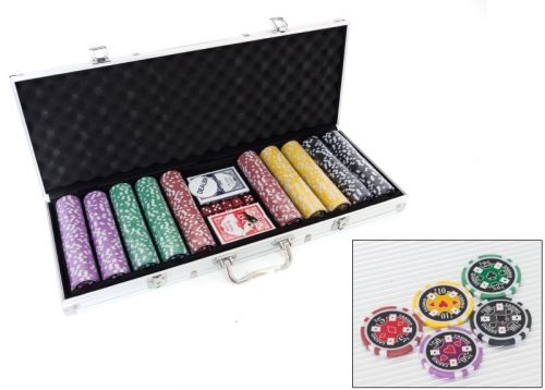 Profesjonalny Zestaw do Pokera...: 500 Żetonów USD ($) + Kości + Karty + Walizka...