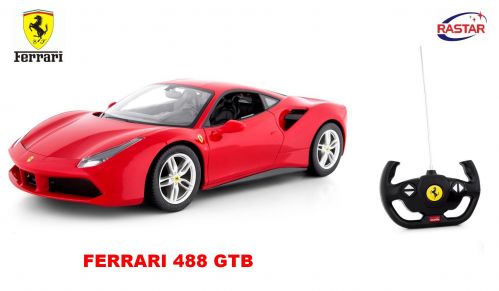 Duże Licenjonowane Zdalnie Sterowane Ferrari 488 GTB RASTAR (1:14) + Bezprzewodowy Pilot.